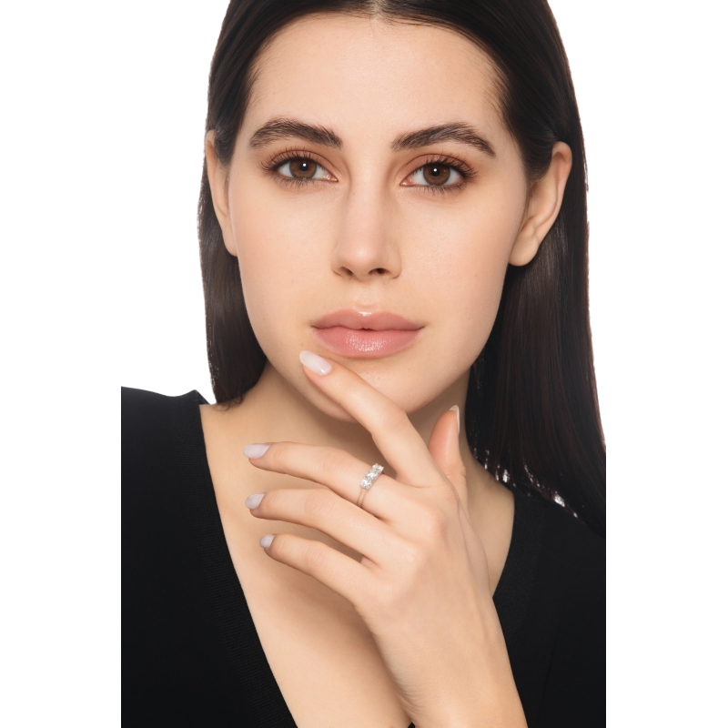Bague trilogy en ligne or blanc 18k avec diamants