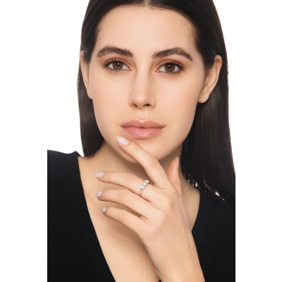 Bague trilogy en ligne or blanc 18k avec diamants