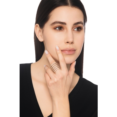 Bague à ressort en or rose 18 carats avec diamants