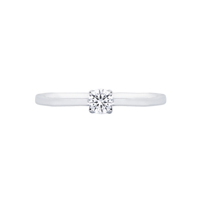 Bague solitaire en or blanc 18k à quatre griffes avec diamant ct. 0,10