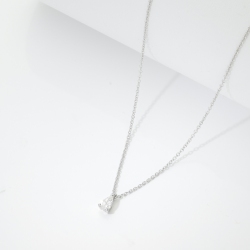Collier or blanc 18k pendentif diamant poire GIA 0.30 ct