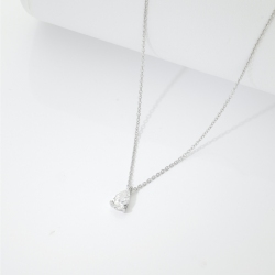 Collier or blanc 18k pendentif diamant goutte 0.70 ct GIA
