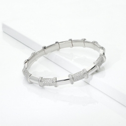 Bracelet élastique diamants en or blanc 18k 6 cm