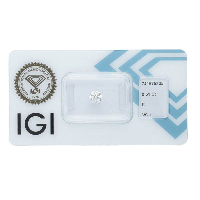Diamant Certifié IGI  0.51 CT F VS1