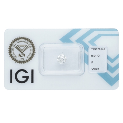 Diamant Certifié IGI  0.91 CT F VVS2 
