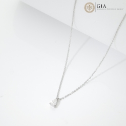 Collier or blanc 18k pendentif diamant poire GIA 0.30 ct