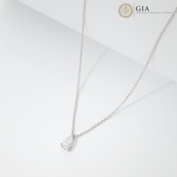 Collier diamant naturel poire or blanc 750 GIA 0.50 ct