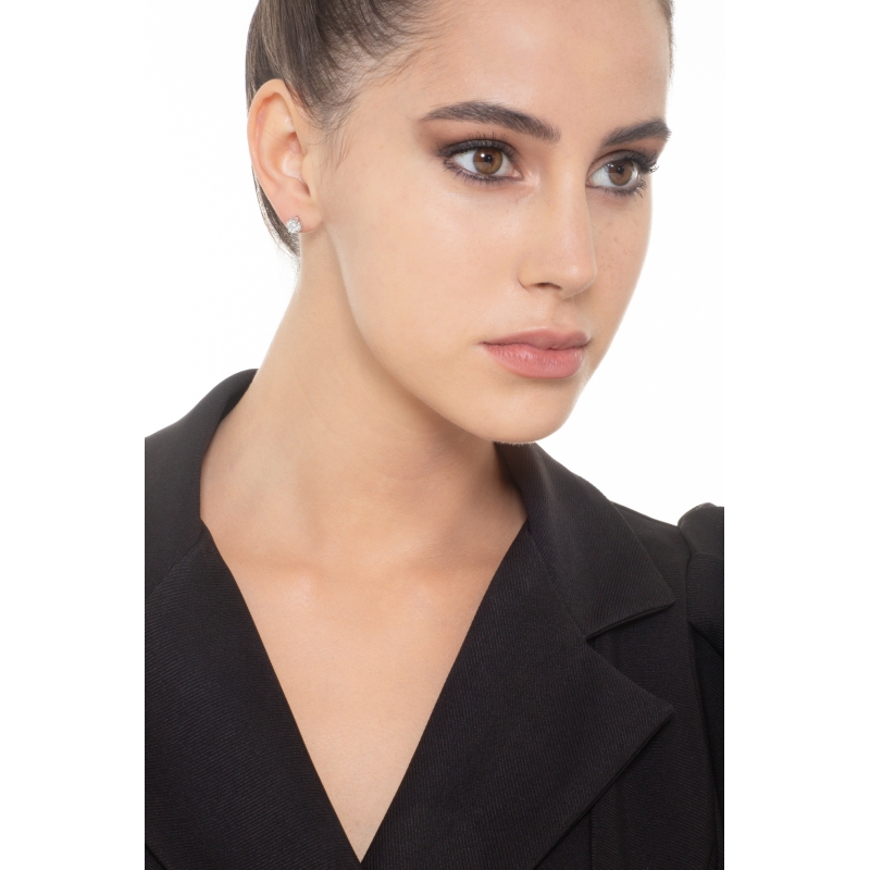 Boucles d’oreilles point de lumière Or Blanc 18k avec diamant 1,40 ct