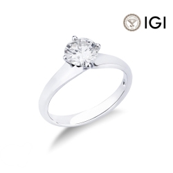Bague solitaire femme avec diamant 1.00 carat en or blanc 18Kt