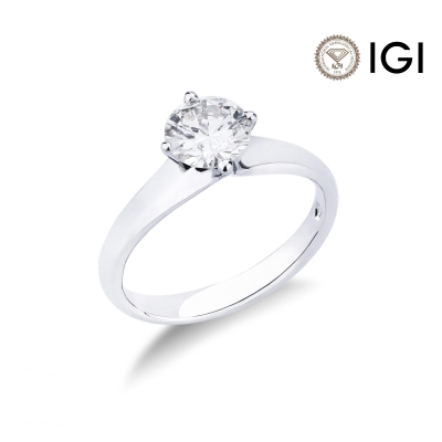 Bague solitaire femme avec diamant 1.00 carat en or blanc 18Kt