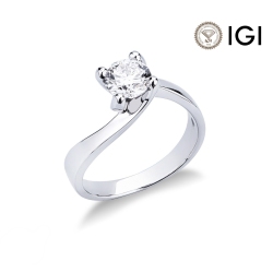 Bague solitaire à griffes en or blanc 18ct avec diamant 0,90 carats