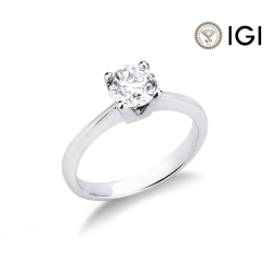 Bague solitaire linéaire en or blanc 18ct avec diamant 1 carat