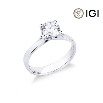 Bague solitaire en or blanc 18 carats avec diamant 1.00 ct