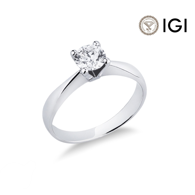 Bague solitaire diamant en or blanc 18 carats