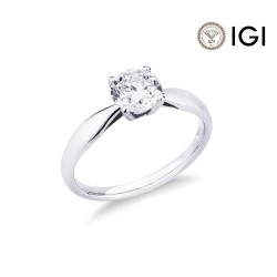 Bague solitaire avec diamant 1.00 carat en or blanc 18Kt