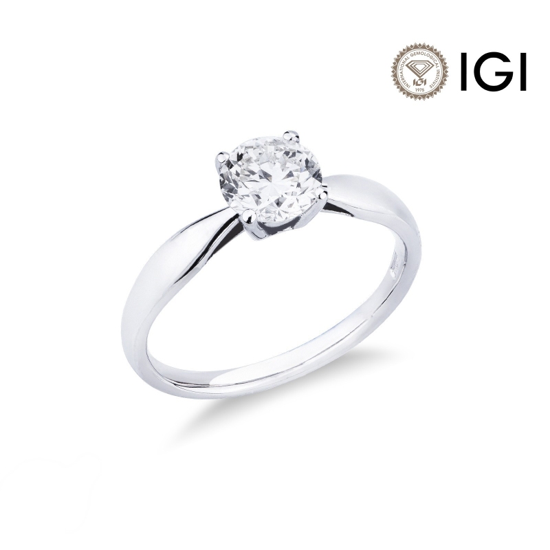 Bague solitaire avec diamant 1.00 carat en or blanc 18Kt