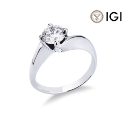 Solitaire en or blanc 750 avec brillant 0.90 ct 