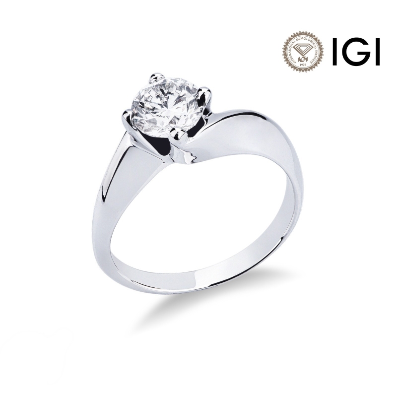 Solitaire en or blanc 750 avec brillant 0.90 ct 