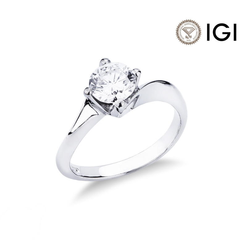 Solitaire en or blanc 18 carats avec un diamant de 1,00 ct, modèle Valentino