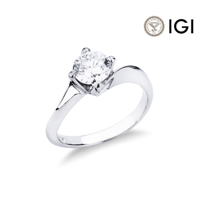 Solitaire en or blanc 18 carats avec un diamant de 1,00 ct, modèle Valentino