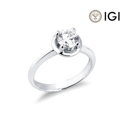 Bague Solitaire en Or Blanc 18 Carats avec Diamant Naturel de 0,90 ct