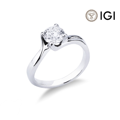 Solitaire en or blanc 18 carats avec diamant incrusté de 0,90 carat