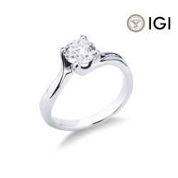 Bague solitaire en or blanc 18 carats avec diamant 1ct