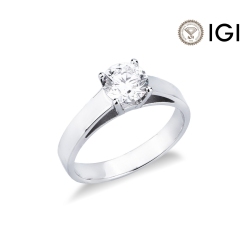 Bague solitaire en or blanc 18k avec diamant certifié IGI 1.00 ct