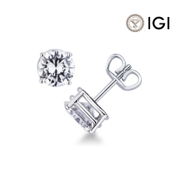 Boucles Or Blanc 18k avec diamant serti quatre griffes 2.00 ct