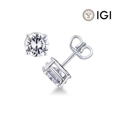 Boucles Or Blanc 18k avec diamant serti quatre griffes 2.00 ct