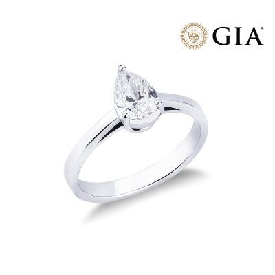 Bague solitaire en or 18k avec diamant poire certifié GIA 0.70 ct