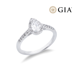 Bague solitaire or blanc diamant certifié GIA 0,50 c