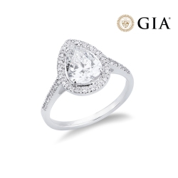 Bague solitaire en or blanc 18K avec diamant IGI 1.50 ct