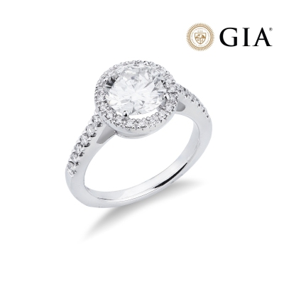 Bague solitaire avec diamant central GIA 2.00 ct en or blanc 18K