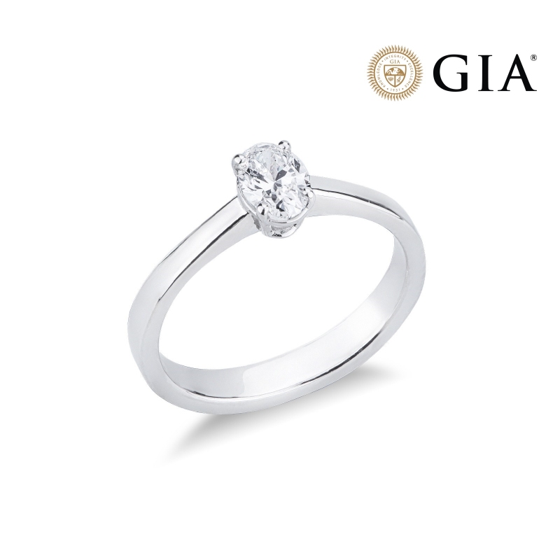 Bague solitaire diamant GIA ct 0.50 en or blanc 18K