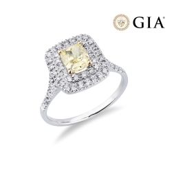 Solitaire or blanc 18k diamant jaune fancy GIA 1.16CT