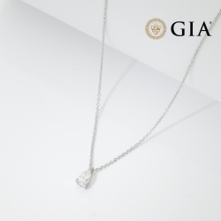 Collier diamant naturel poire or blanc 750 GIA 0.50 ct