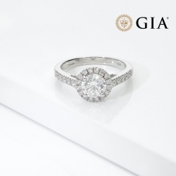 Bague avec diamant IGI en or blanc 18k CT.1.00
