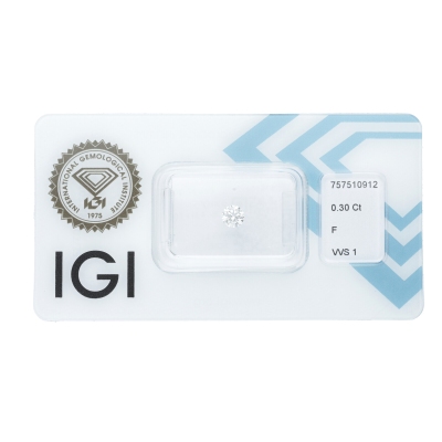 Diamant Certifié IGI  0.30CT F VVS1