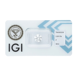 Diamant Certifié IGI  2.20 CT F VS2