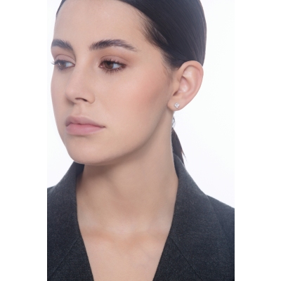 Boucle solitaire Or Blanc 18k avec diamant princesse GIA 0.50 ct