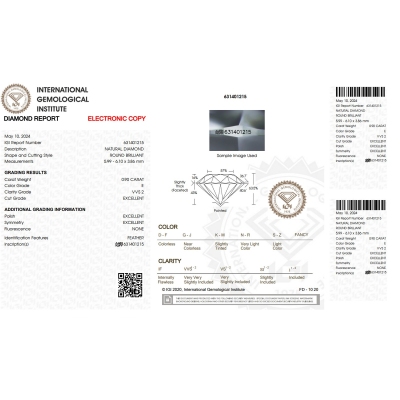 Diamant Certifié IGI 0.90 CT E VVS2