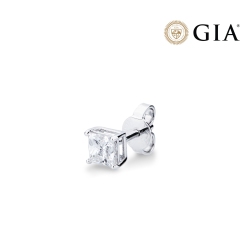 Boucle solitaire Or Blanc 18k avec diamant princesse GIA 0.50 ct
