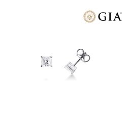 Boucles d'oreilles Or Blanc 18k avec diamant certifié GIA 1.00 ct 