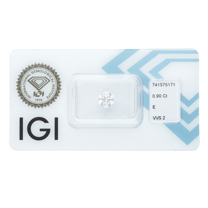 Diamant Certifié IGI   0.90 CT E VVS2 