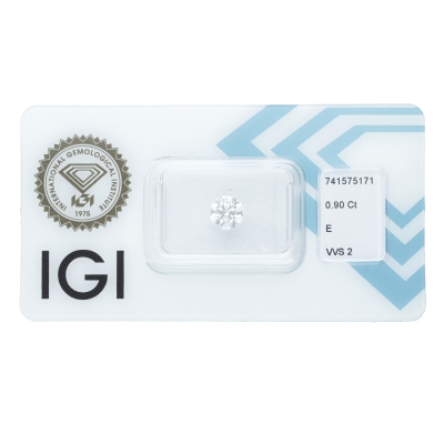 Diamant Certifié IGI   0.90 CT E VVS2 