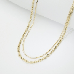Collier double chaîne Or Jaune 18k style roló