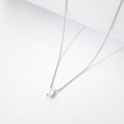 Collier Or Blanc 18k avec diamant naturel taille émeraude GIA 0.50 ct