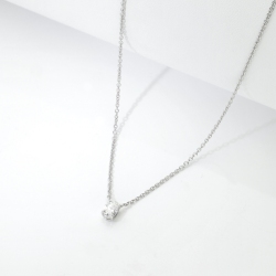 Collier Or Blanc 18k avec diamant ovale GIA 0.30 ct