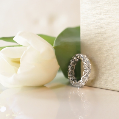 Bague Or Blanc 18k avec diamants naturels certifiés IGI 0.50 CT